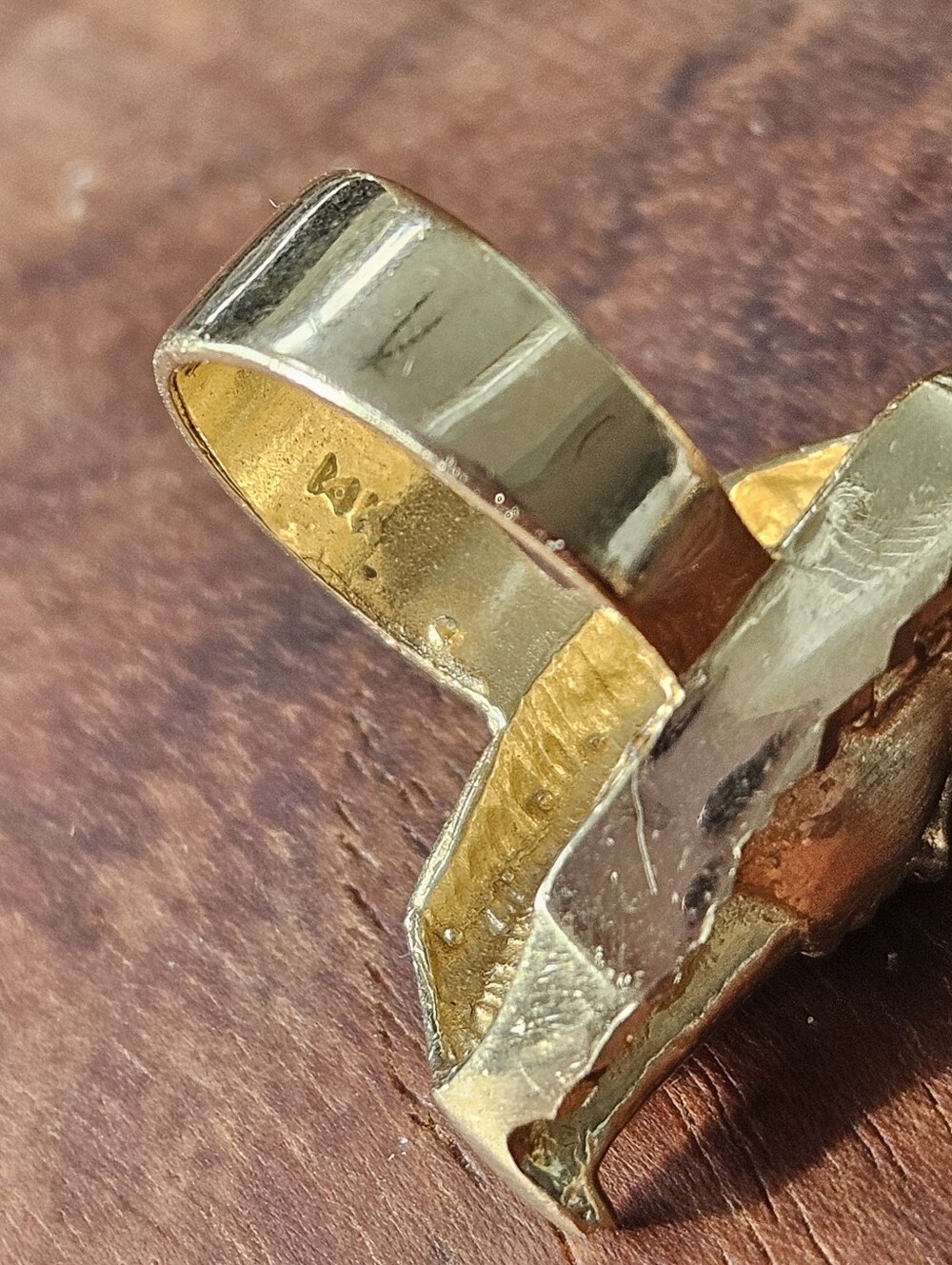 Vintage Solid 14k Yellow Gold Egytian King Tut Pharaoh Signet Statement Ring - Picture 5 of 6